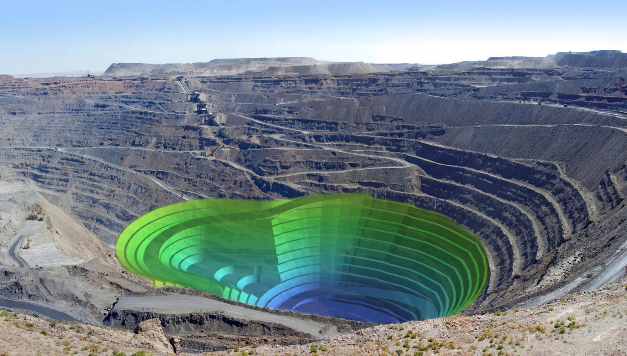 Deswik CAD input over Open Pit Mine