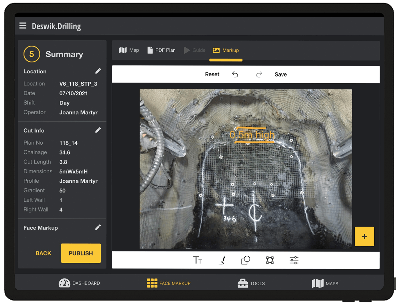 Drilling Software on Tablet