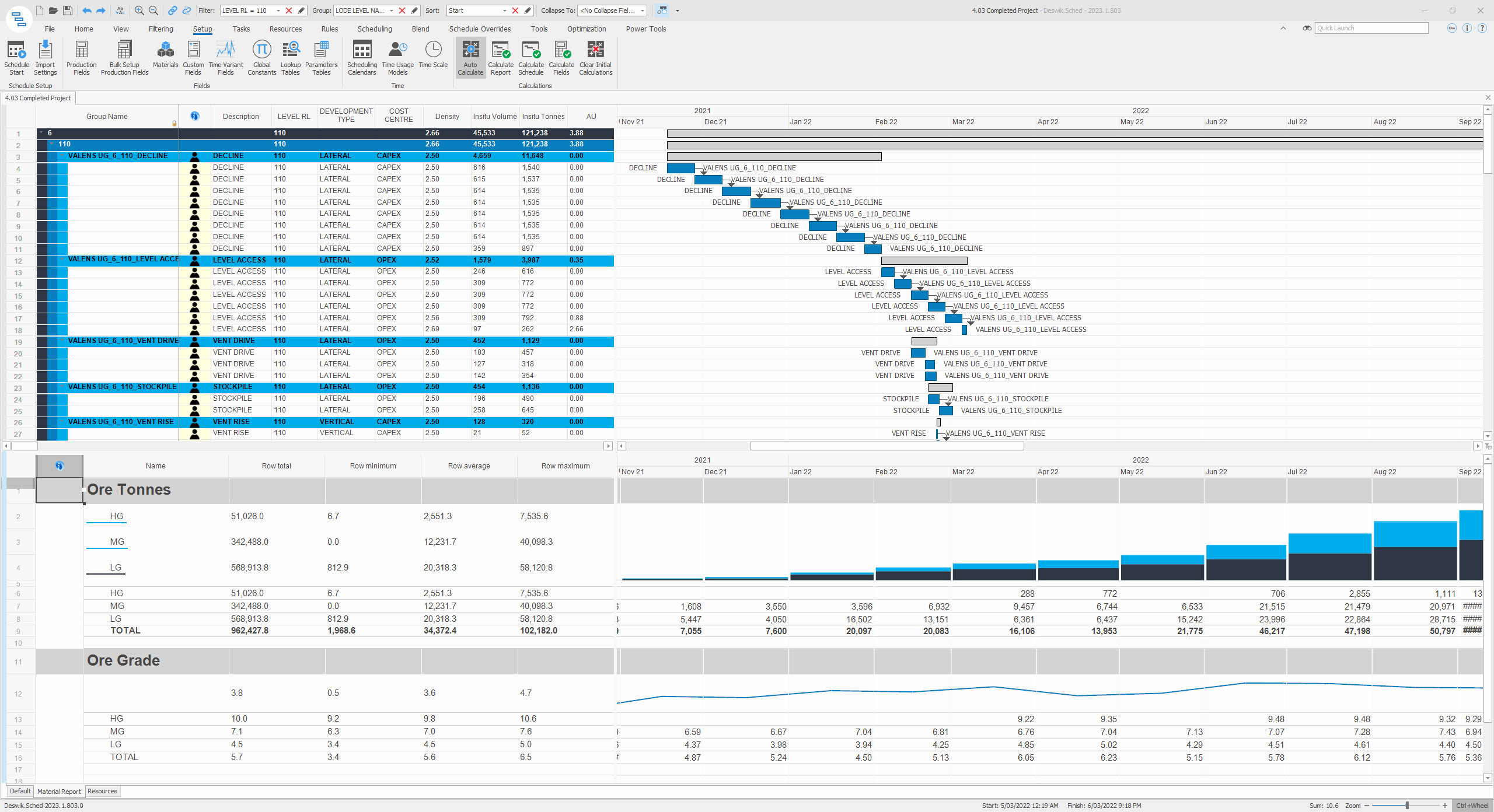 Deswik Planning Software Screenshot